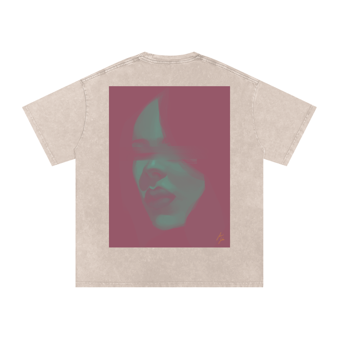 Hidden Face Acid Wash Oversize T-Shirt - 250 GSM