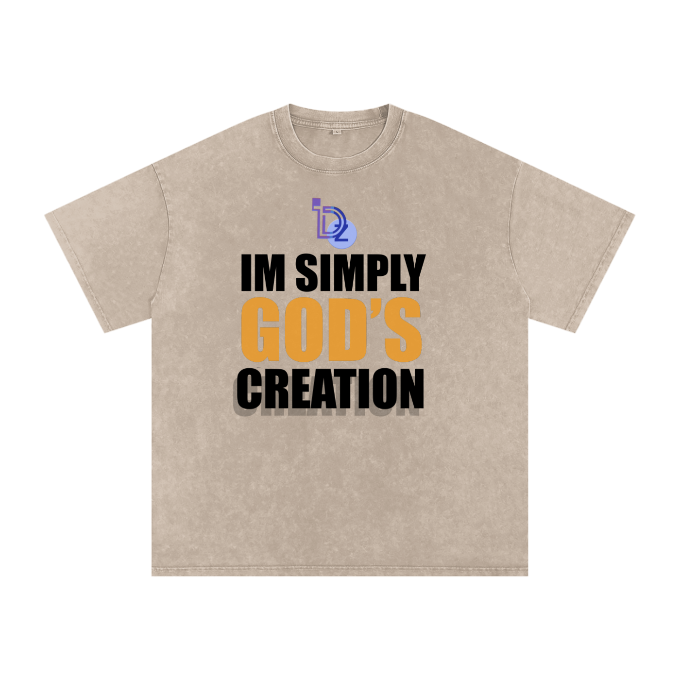 I'm Simply God's Creation Snow Washed Oversized Cotton T-Shirt