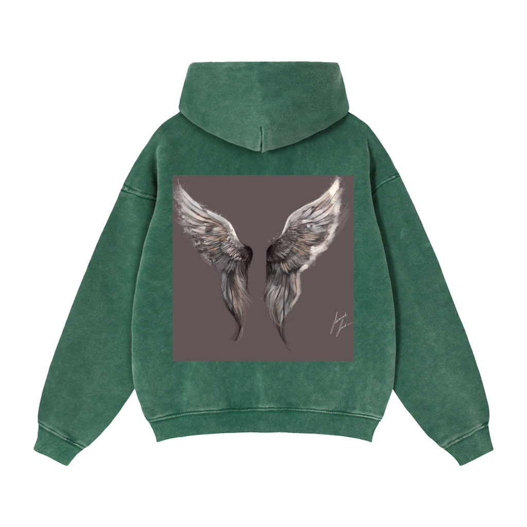 Wings Above Zip-Through Boxy Fleece Hoodie