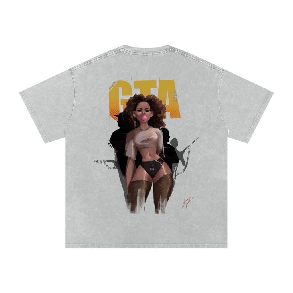 Obey N $urvive Snow Washed Oversized Cotton T-Shirt