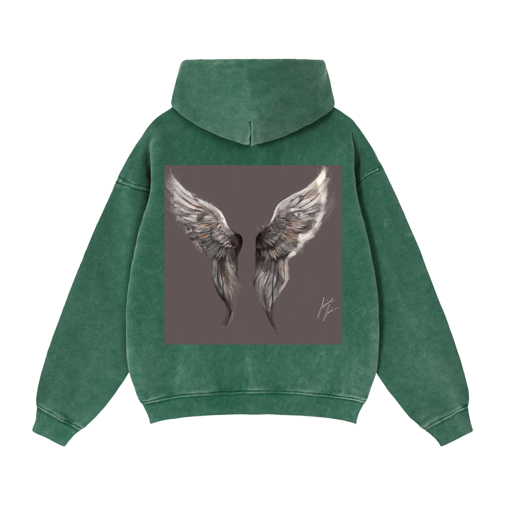Wings above Zip-Through Boxy Fleece Hoodie