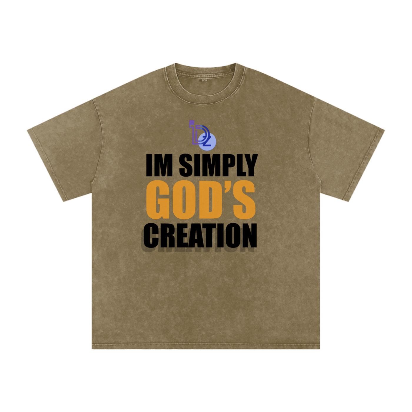 I'm Simply God's Creation Snow Washed Oversized Cotton T-Shirt