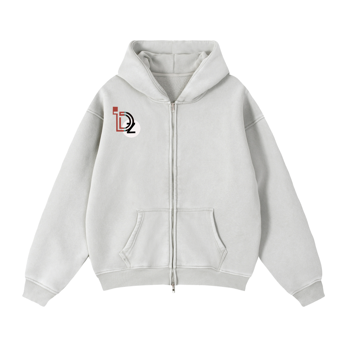 Wings above Zip-Through Boxy Fleece Hoodie