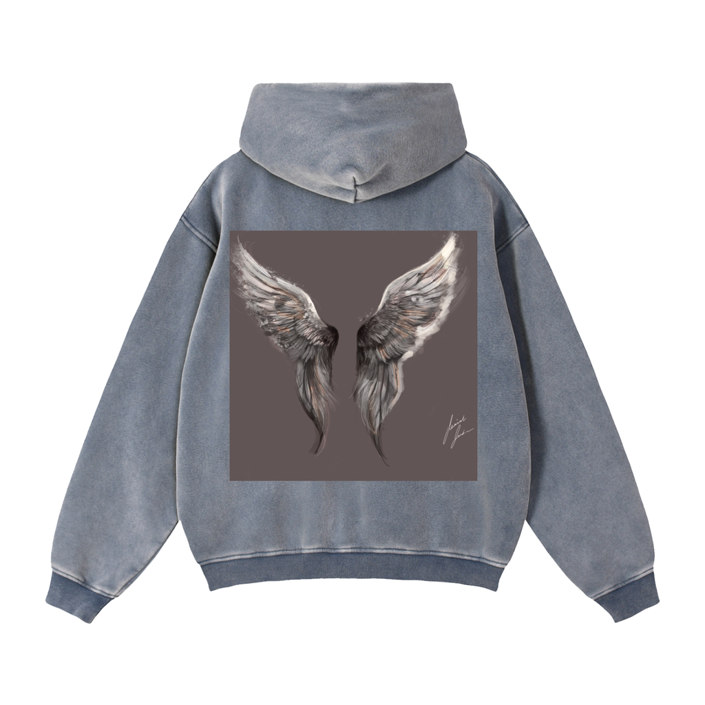 Wings above Zip-Through Boxy Fleece Hoodie