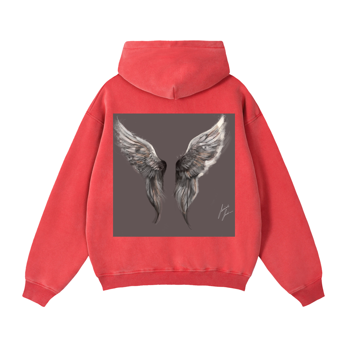 Wings above Zip-Through Boxy Fleece Hoodie