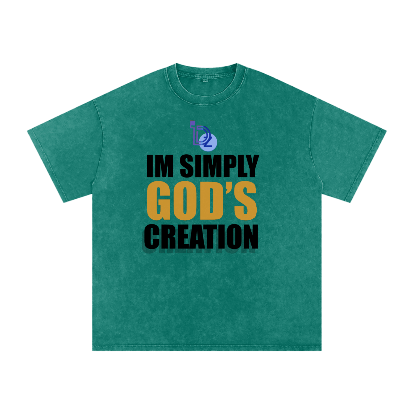 I'm Simply God's Creation Snow Washed Oversized Cotton T-Shirt