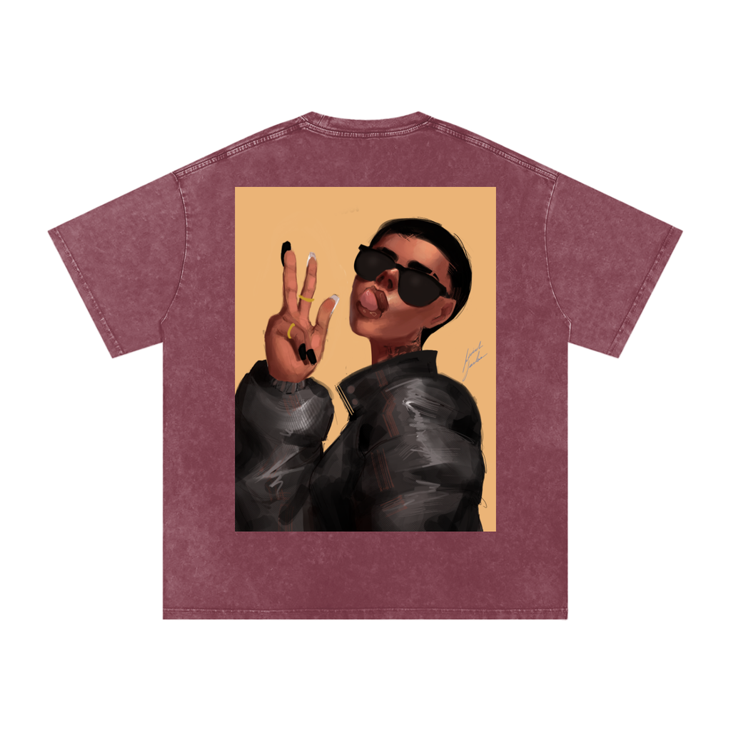 Peace or Goodbye Acid Wash Oversize T-Shirt - 250 GSM
