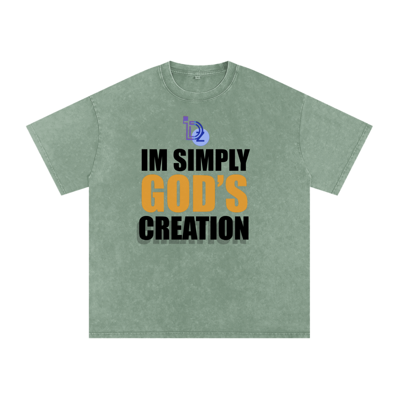 I'm Simply God's Creation Snow Washed Oversized Cotton T-Shirt