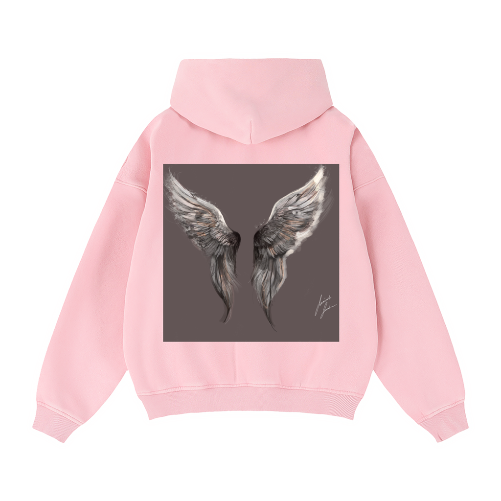 Wings above Zip-Through Boxy Fleece Hoodie