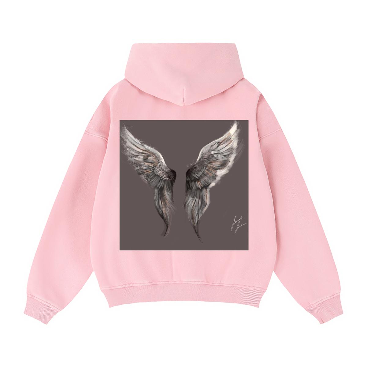 Wings above Zip-Through Boxy Fleece Hoodie