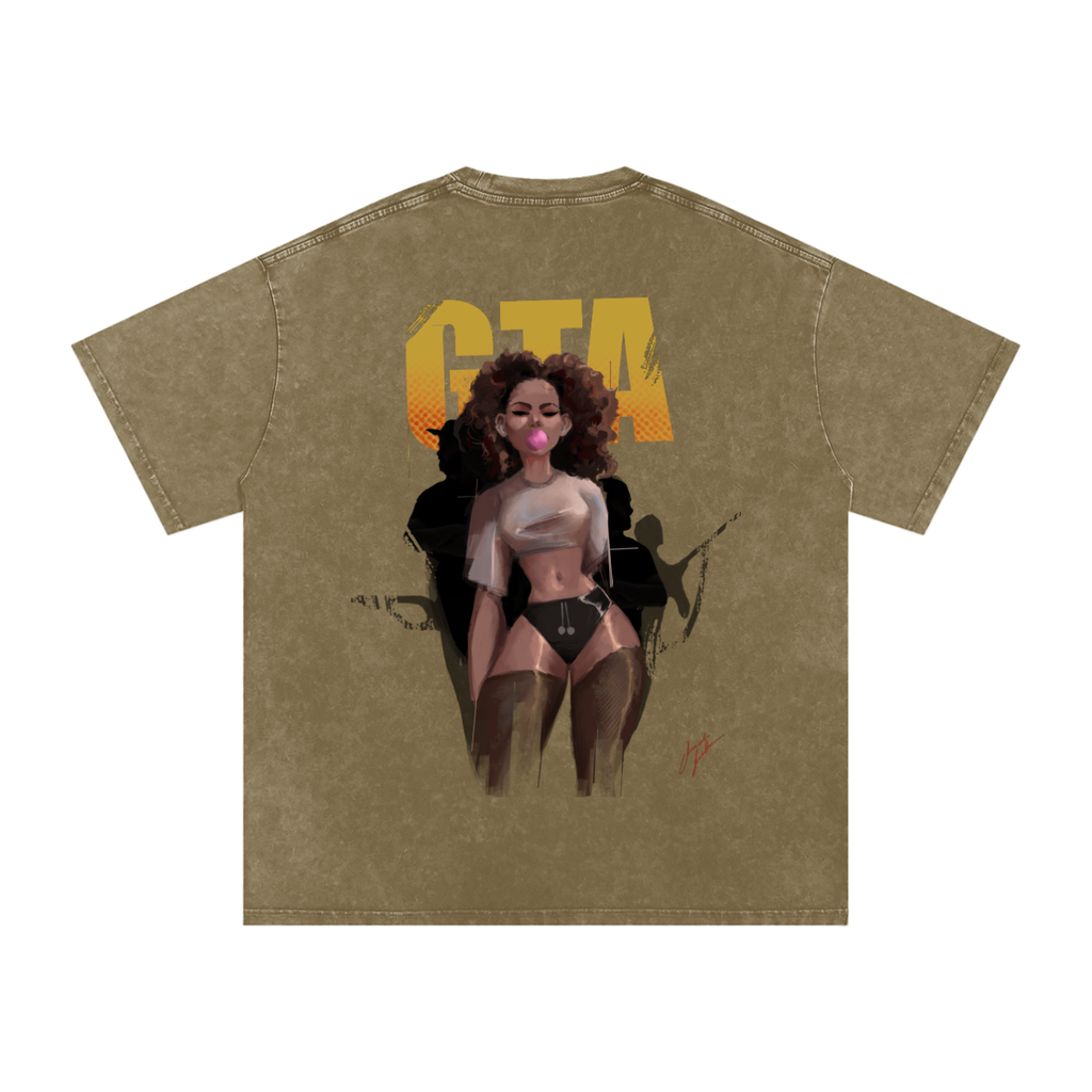 Obey N $urvive Snow Washed Oversized Cotton T-Shirt