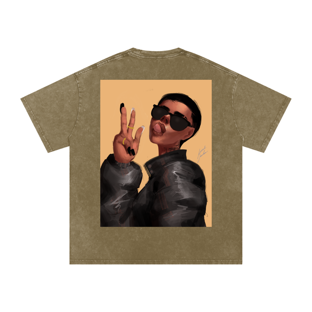 Peace or Goodbye Acid Wash Oversize T-Shirt - 250 GSM