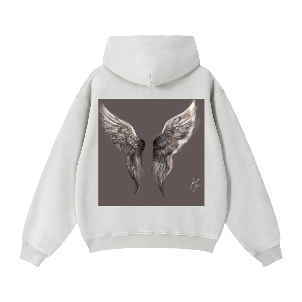 Wings above Zip-Through Boxy Fleece Hoodie