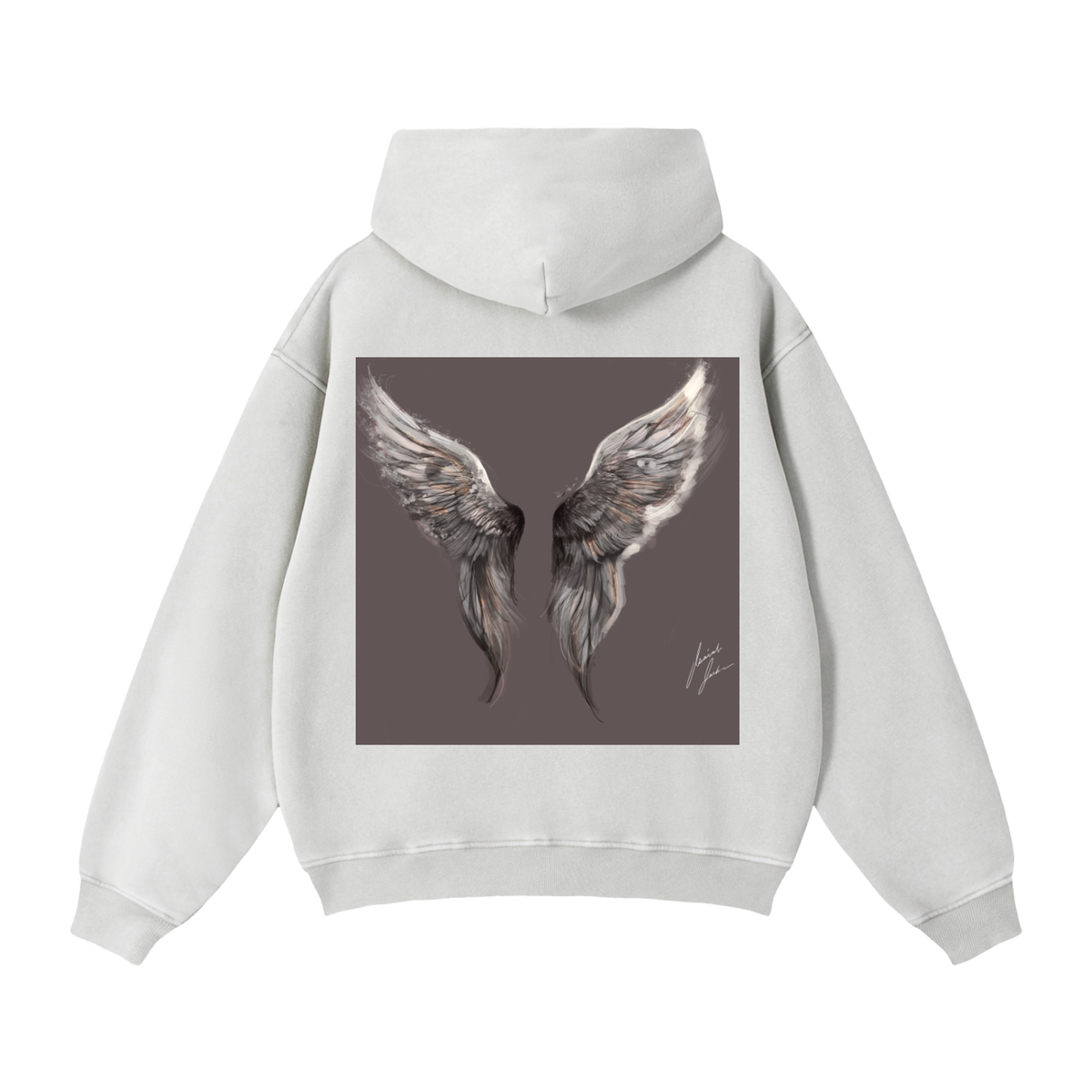 Wings above Zip-Through Boxy Fleece Hoodie