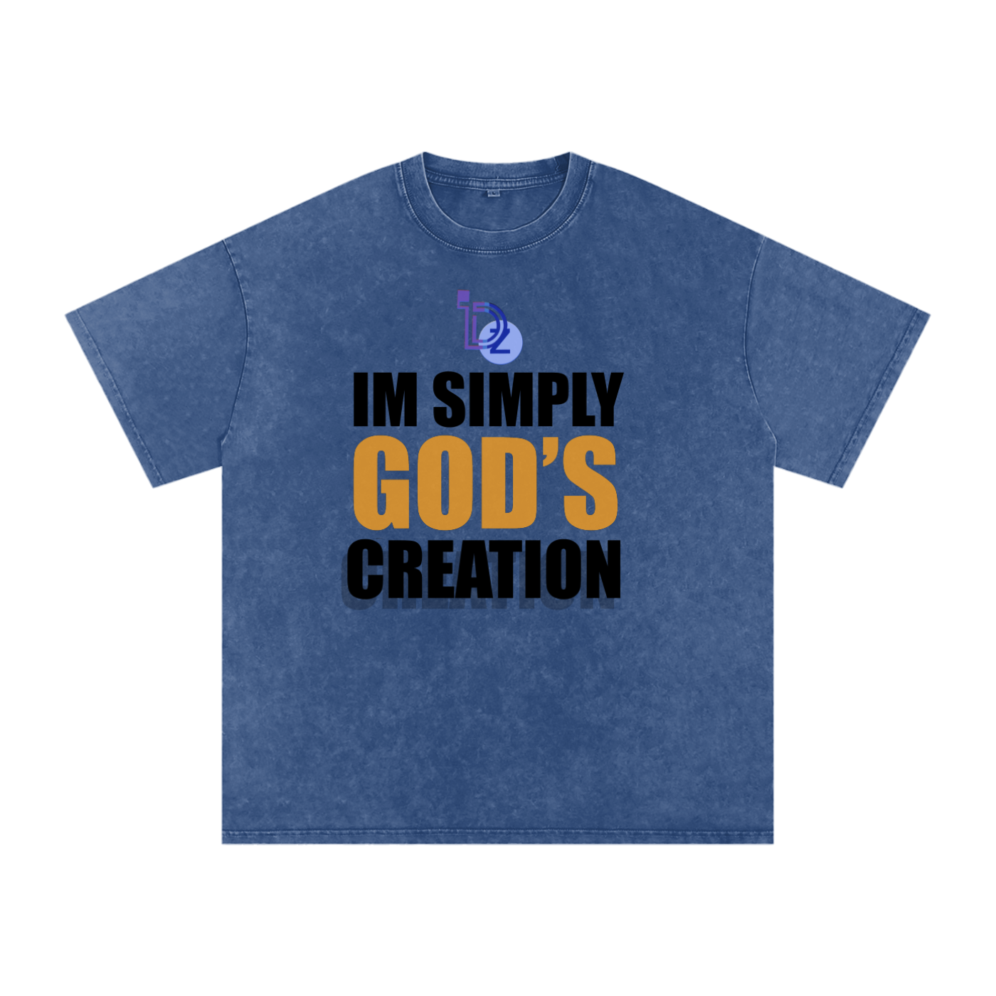 I'm Simply God's Creation Snow Washed Oversized Cotton T-Shirt