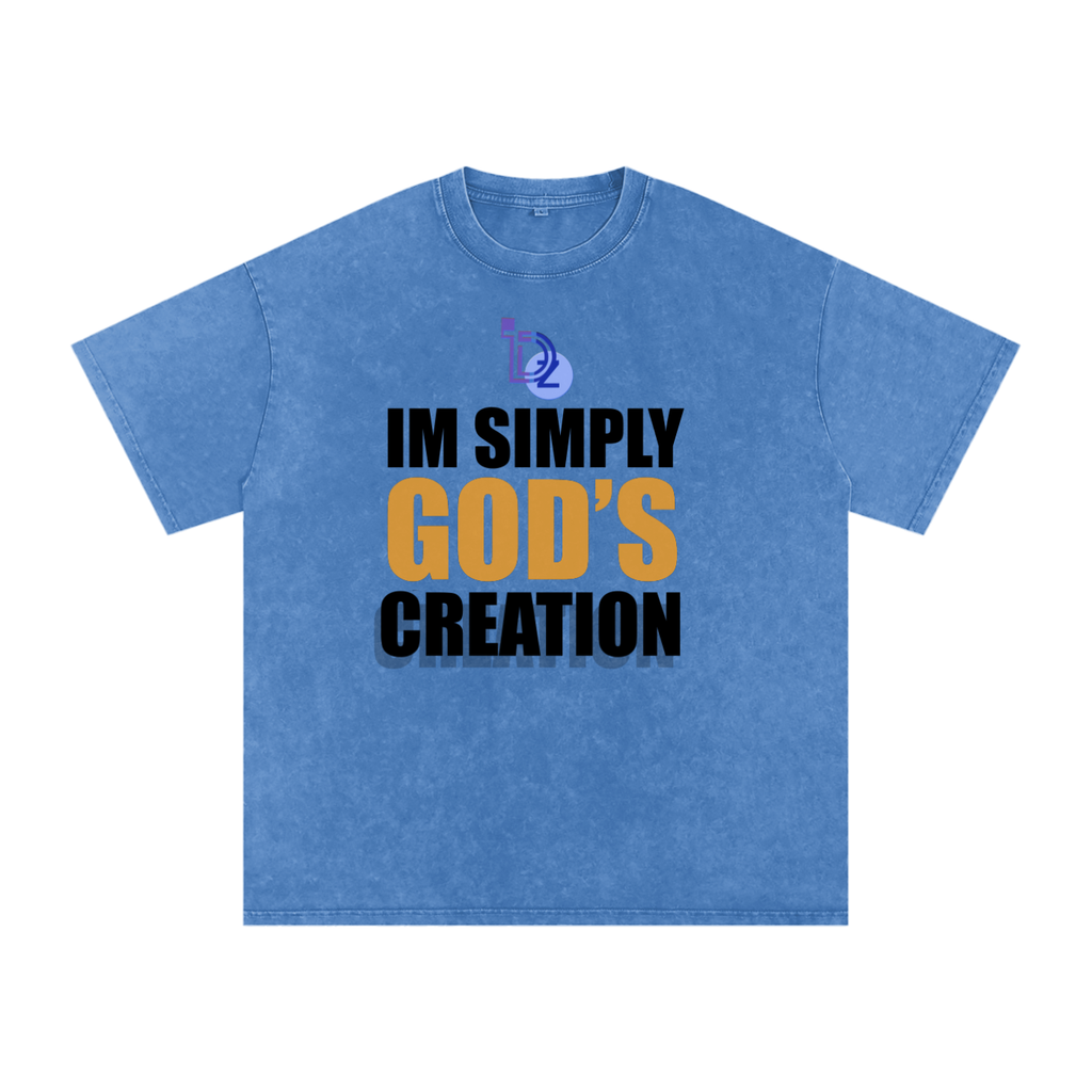 I'm Simply God's Creation Snow Washed Oversized Cotton T-Shirt
