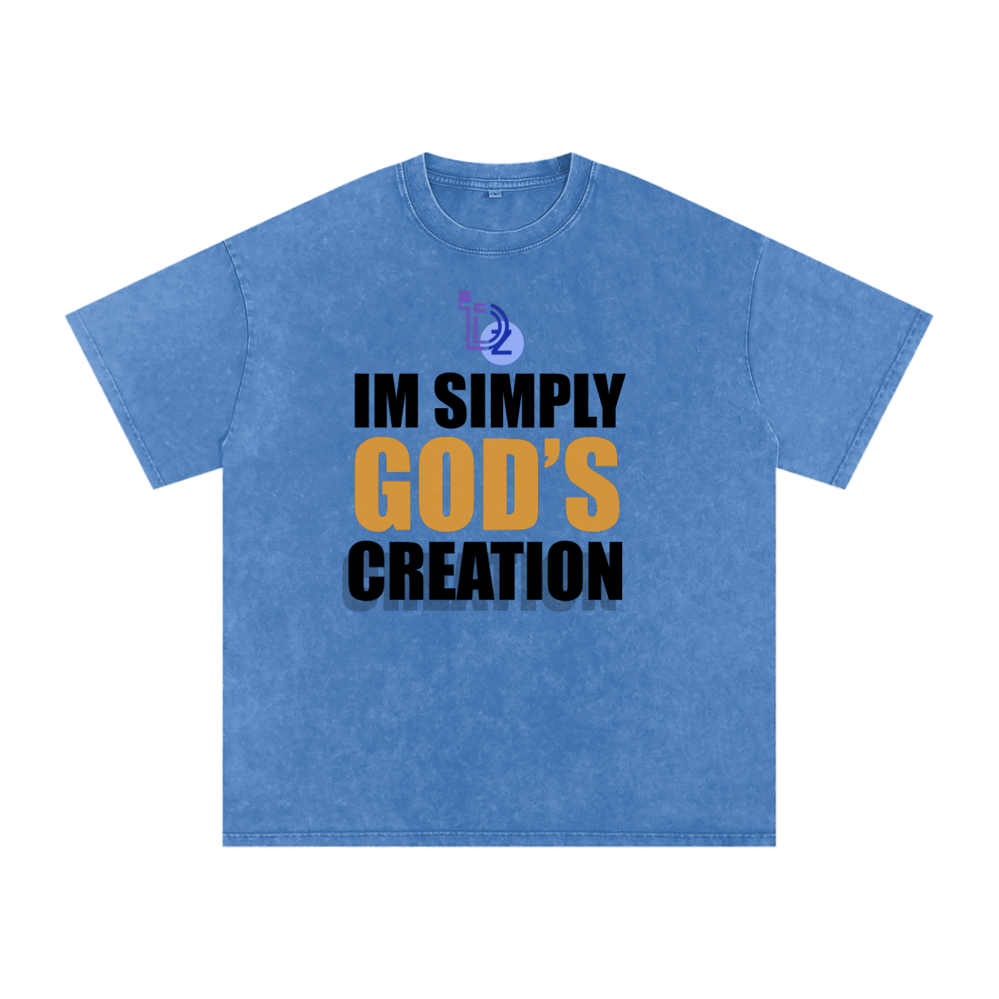 I'm Simply God's Creation Snow Washed Oversized Cotton T-Shirt