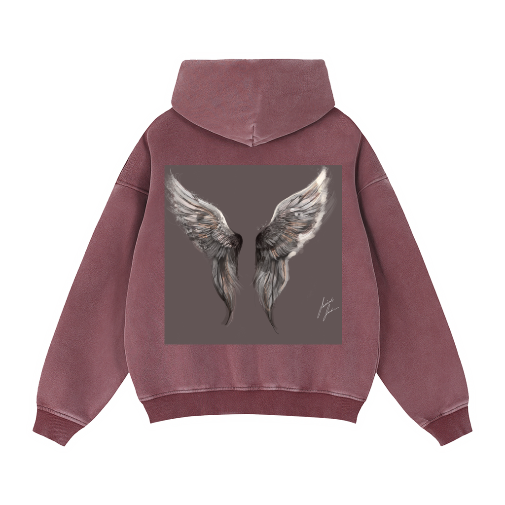 Wings above Zip-Through Boxy Fleece Hoodie