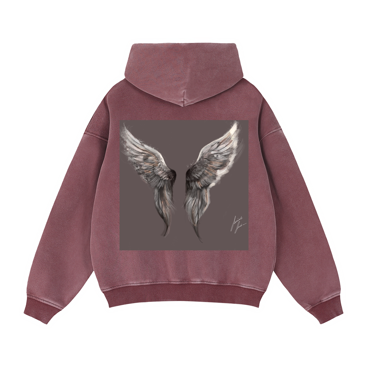 Wings above Zip-Through Boxy Fleece Hoodie