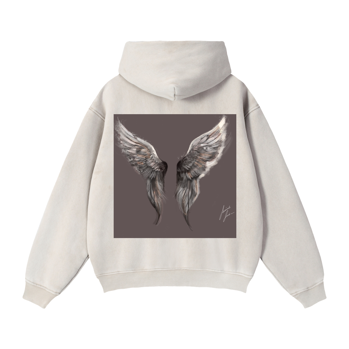 Wings above Zip-Through Boxy Fleece Hoodie