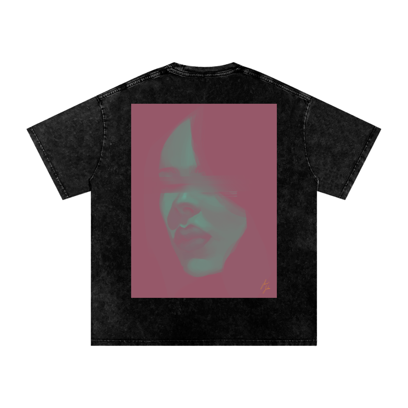 Hidden Face Acid Wash Oversize T-Shirt - 250 GSM