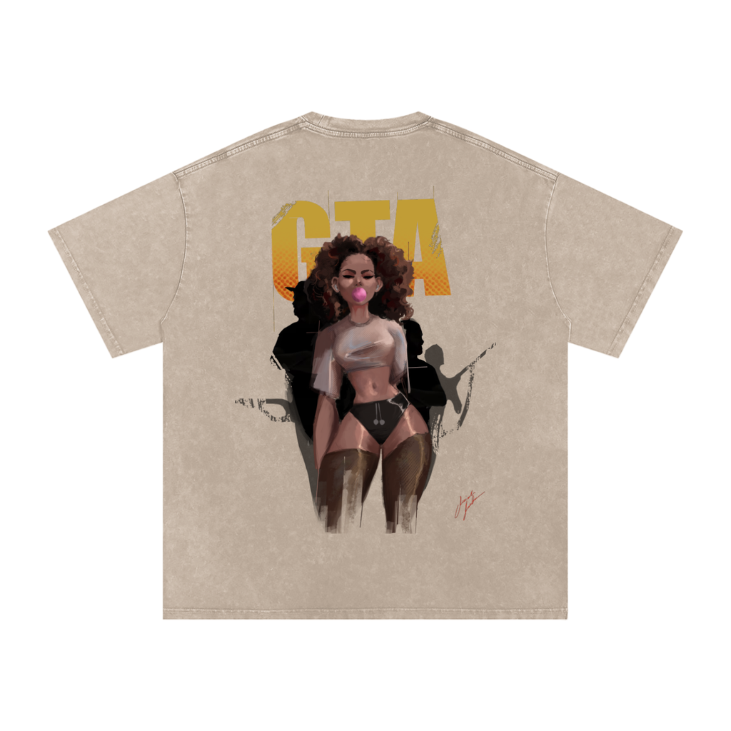 Obey N $urvive Snow Washed Oversized Cotton T-Shirt