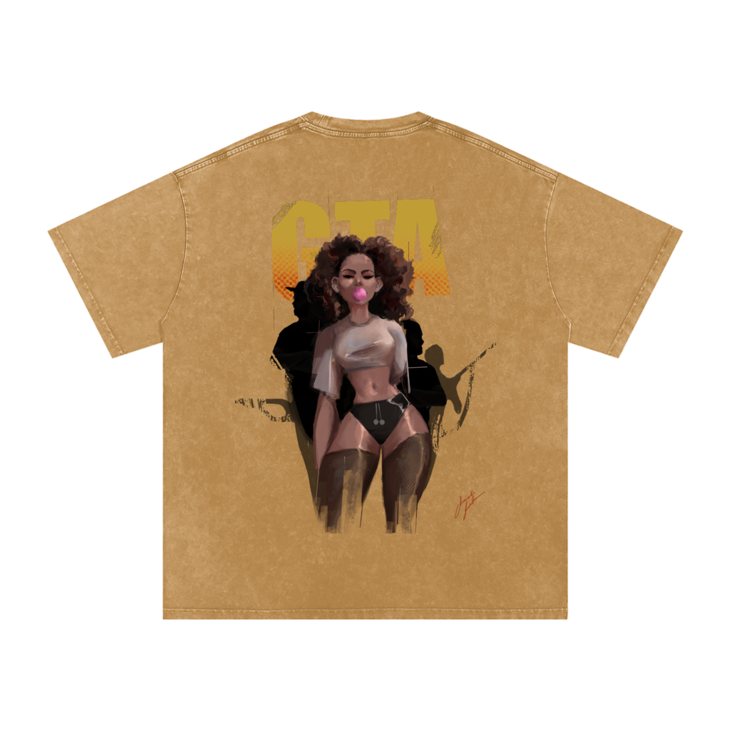 Obey N $urvive Snow Washed Oversized Cotton T-Shirt