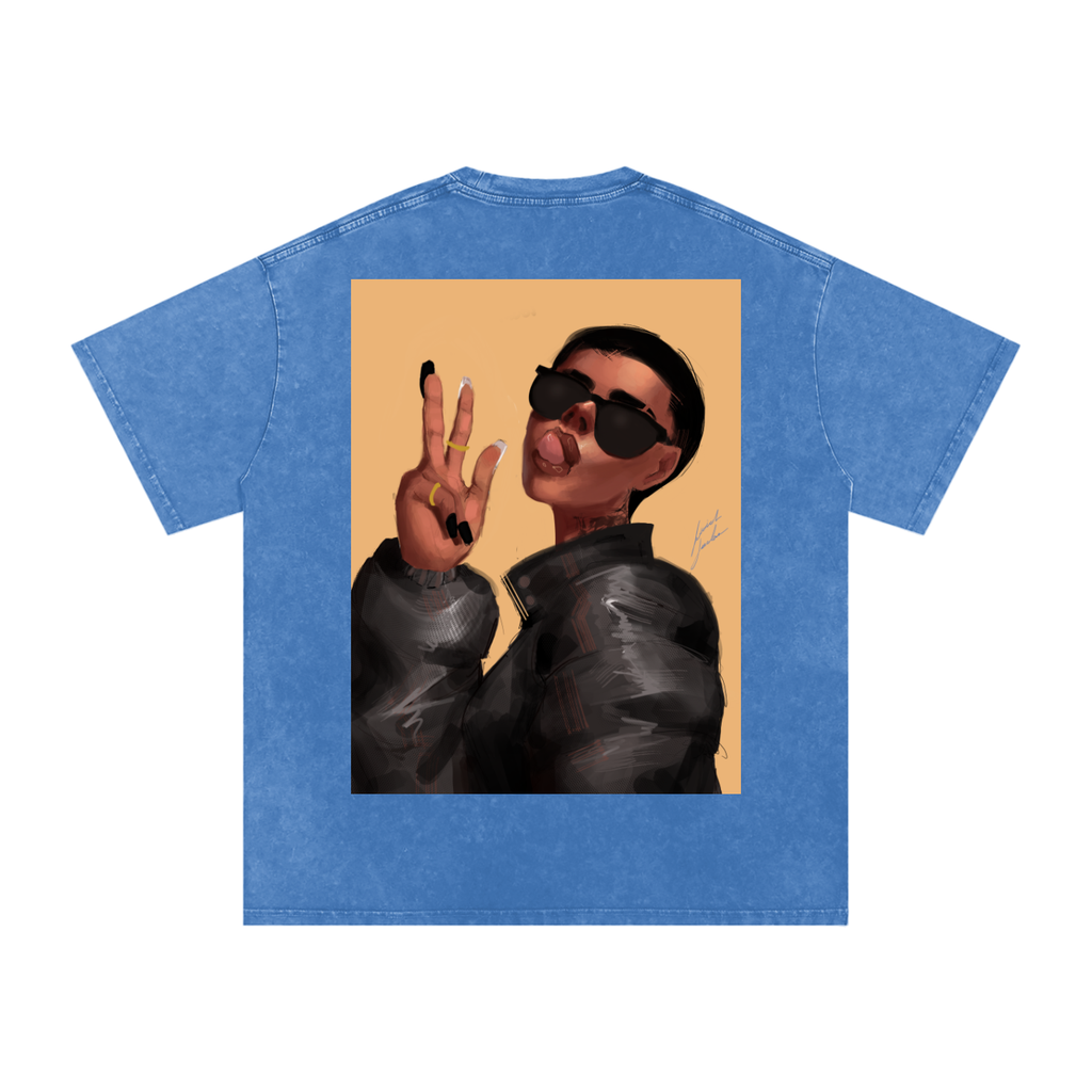 Peace or Goodbye Acid Wash Oversize T-Shirt - 250 GSM