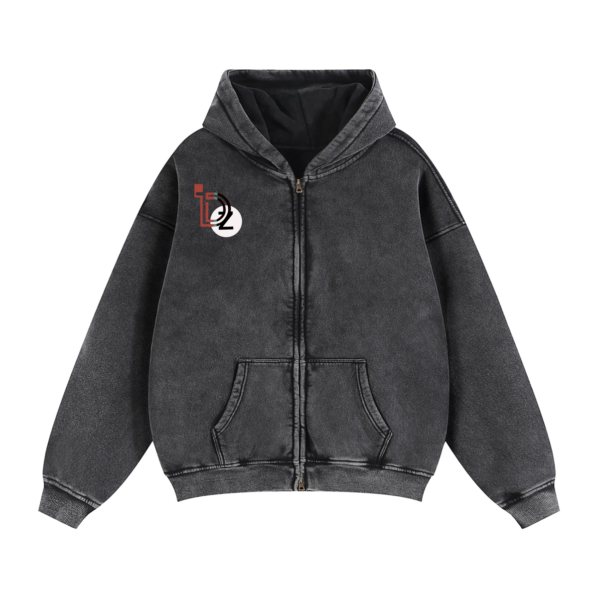 Wings above Zip-Through Boxy Fleece Hoodie