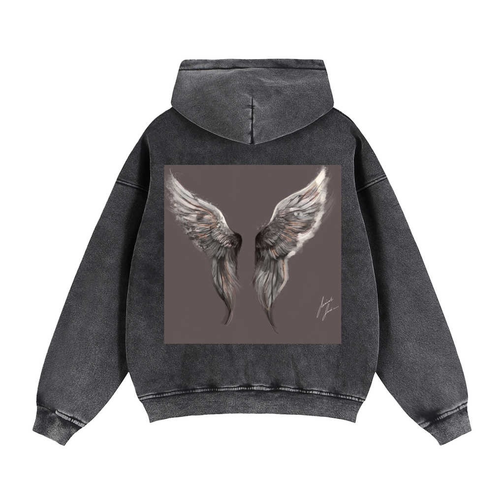 Wings above Zip-Through Boxy Fleece Hoodie