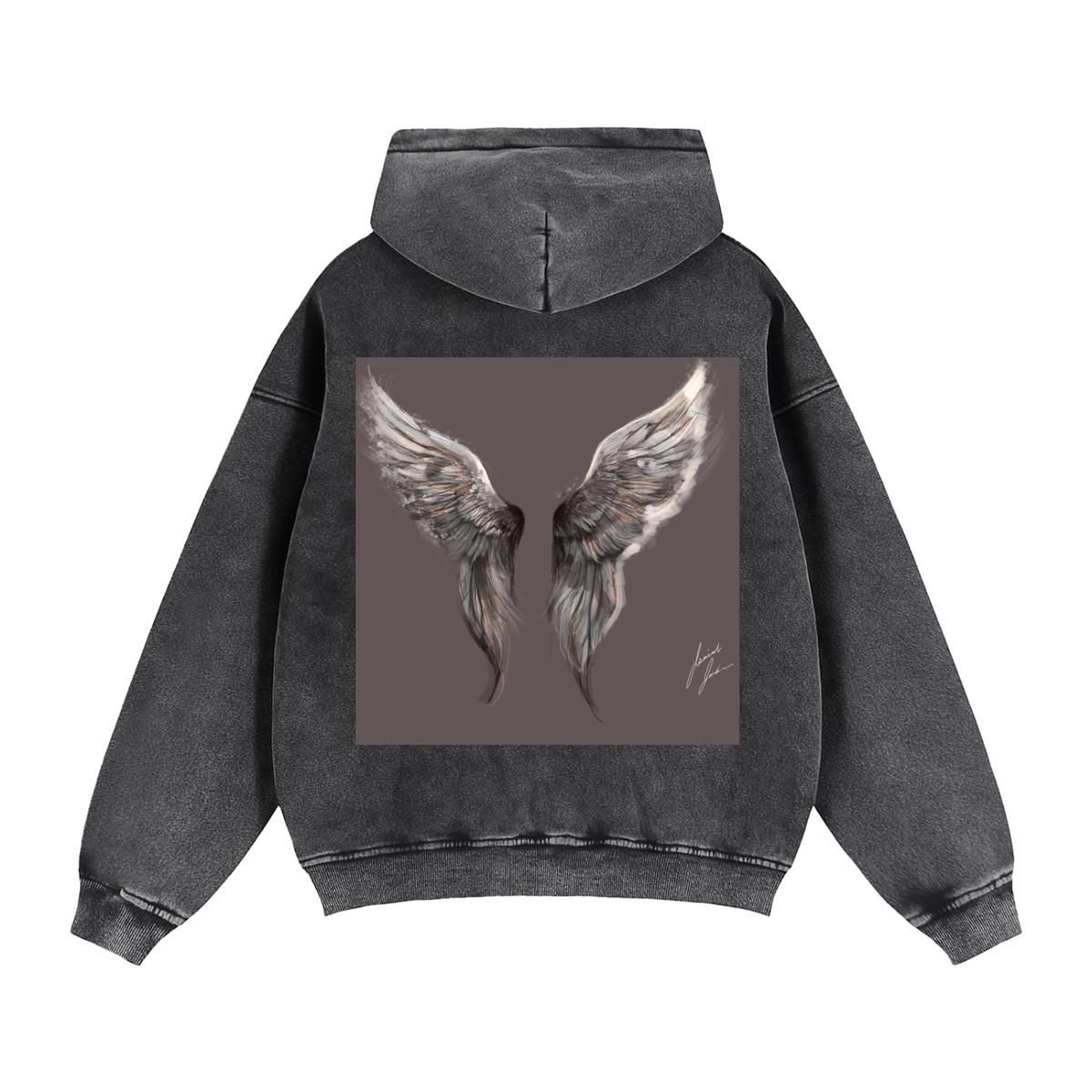 Wings above Zip-Through Boxy Fleece Hoodie