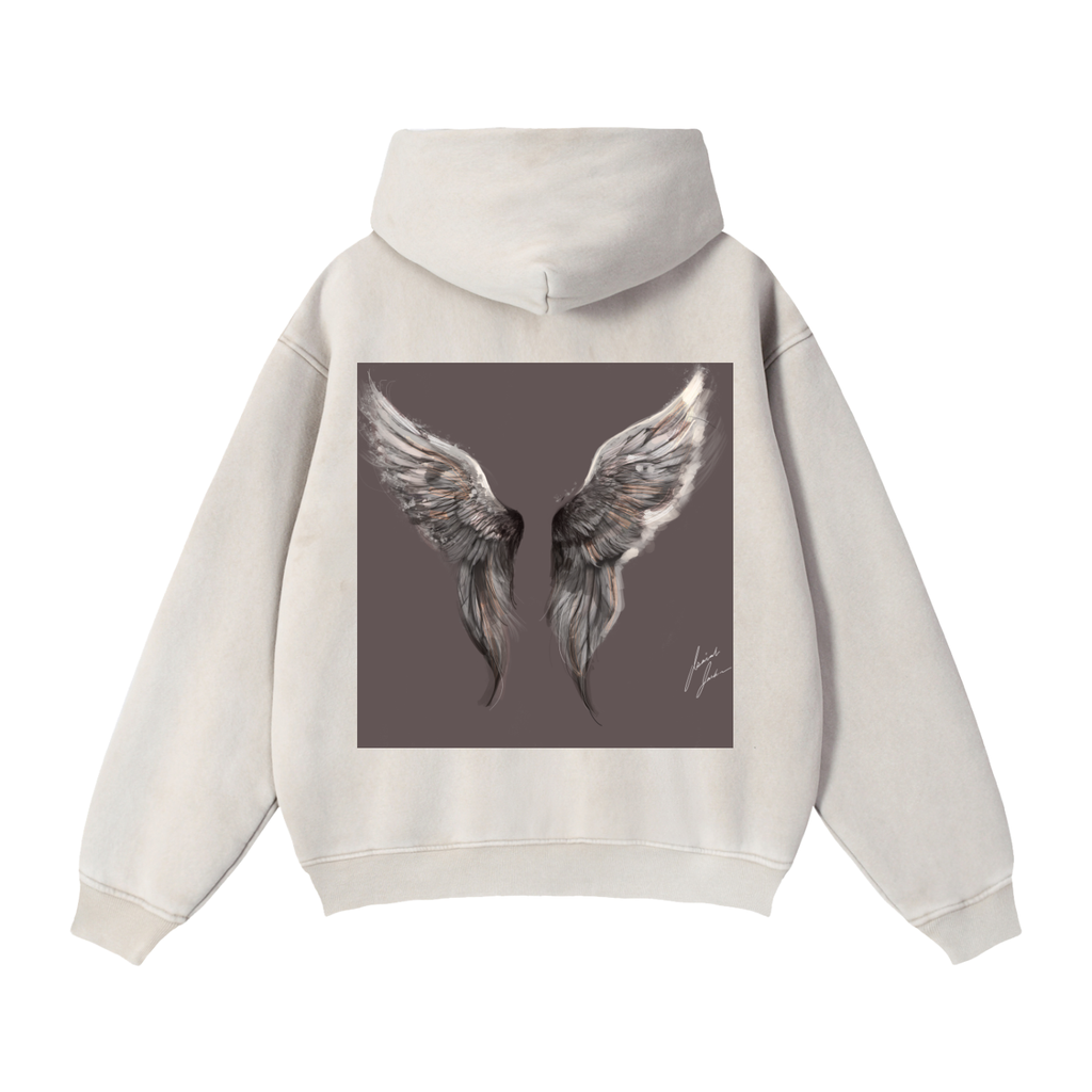 Wings Above Zip-Through Boxy Fleece Hoodie