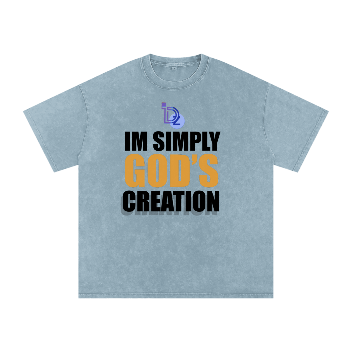 I'm Simply God's Creation Snow Washed Oversized Cotton T-Shirt