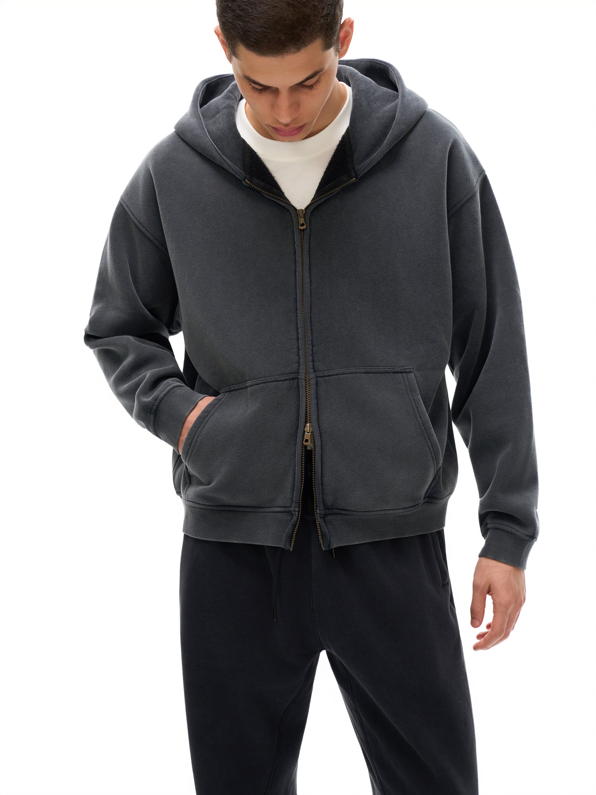 Wings Above Zip-Through Boxy Fleece Hoodie