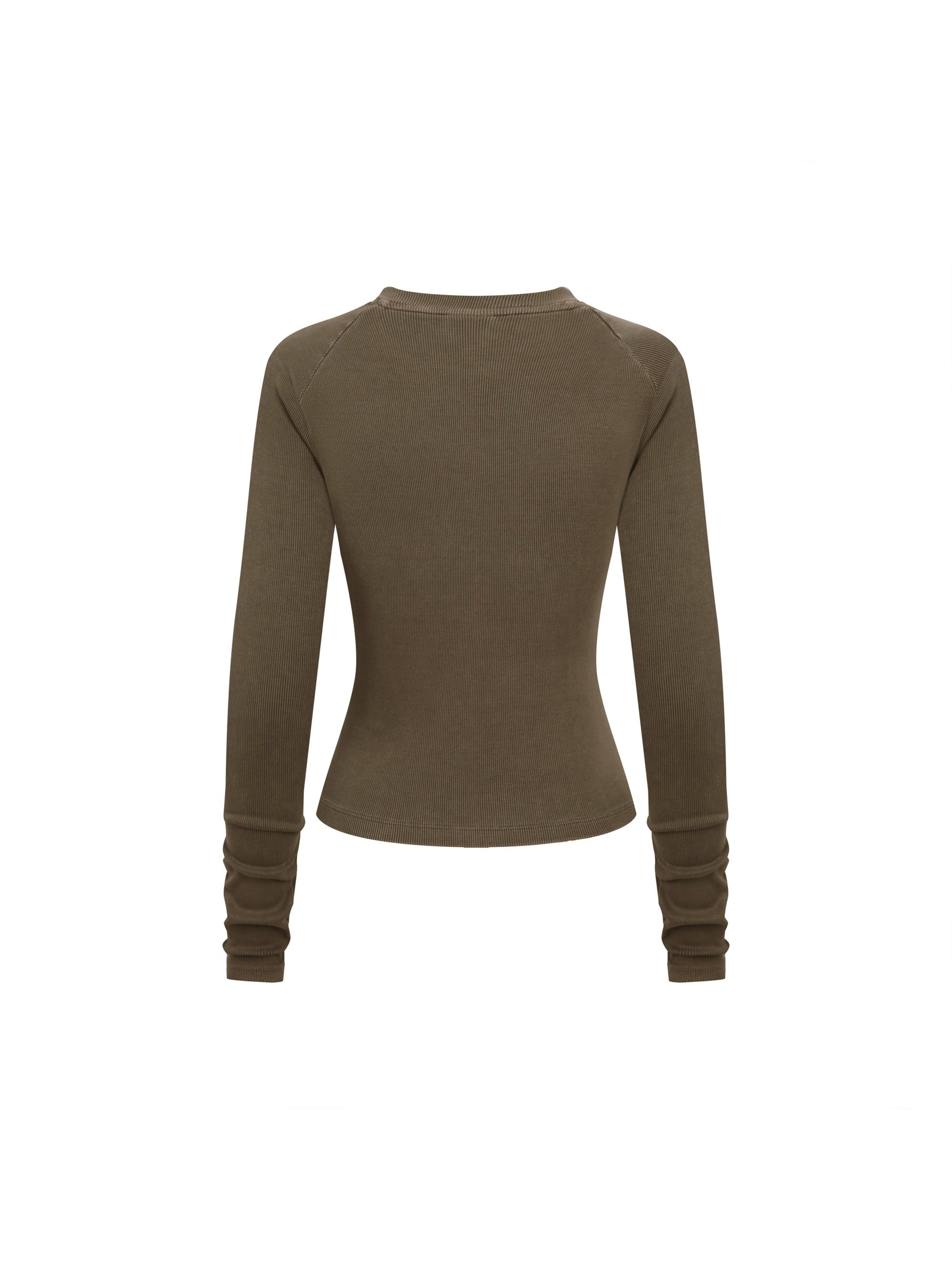 Logo Dyed Washed Raglan Long Sleeve Slim T-Shirt
